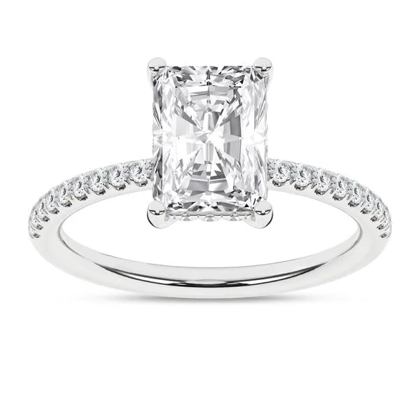 14Kt White Gold 2.00Ct Lab Grown Radiant Cut Diamond Center With Hidden Halo Engagement Ring Albert's Jewelers Kingsland, GA