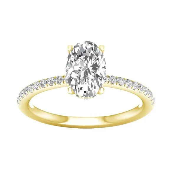 14K Yellow Gold 3.00Ct Oval Lab Grown Diamond Center With Hidden Halo Engagement Ring Albert's Jewelers Kingsland, GA