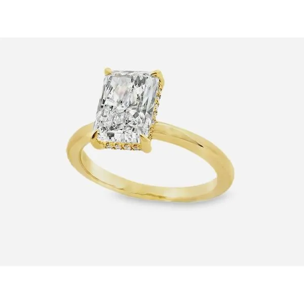 2.06Ct Radiant Cut Lab Grown Diamond Ring with Hidden Halo, set in 14kt yellow gold Image 2 Albert's Jewelers Kingsland, GA