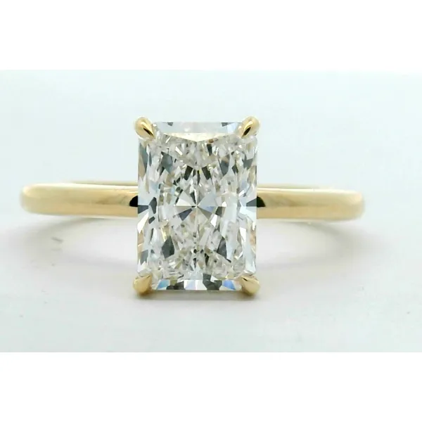 2.06Ct Radiant Cut Lab Grown Diamond Ring with Hidden Halo, set in 14kt yellow gold Albert's Jewelers Kingsland, GA