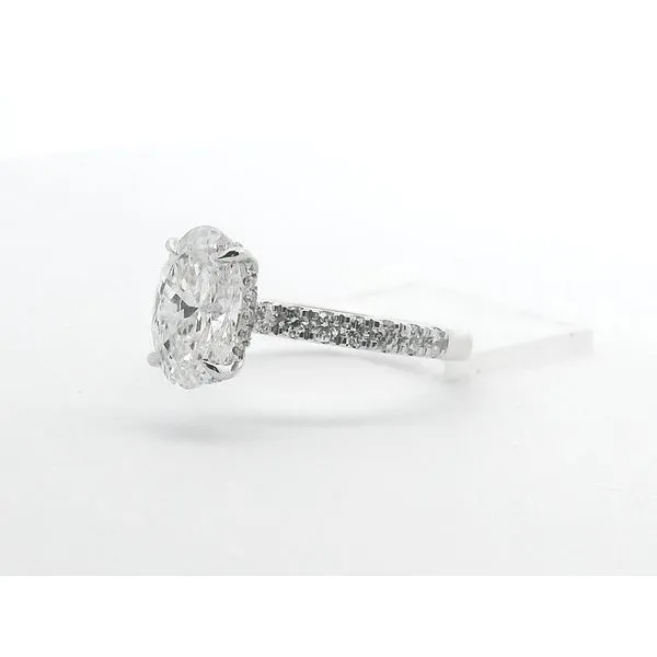 2.07Ct Oval Brilliant Lab Grown Diamond Ring With Hidden Halo & Diamonds On The Band, Set In 14Kt White Gold Image 4 Albert's Jewelers Kingsland, GA