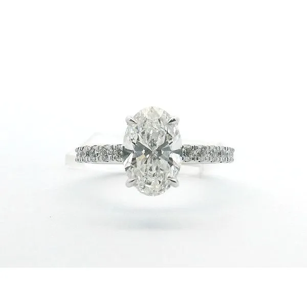 2.07Ct Oval Brilliant Lab Grown Diamond Ring With Hidden Halo & Diamonds On The Band, Set In 14Kt White Gold Albert's Jewelers Kingsland, GA