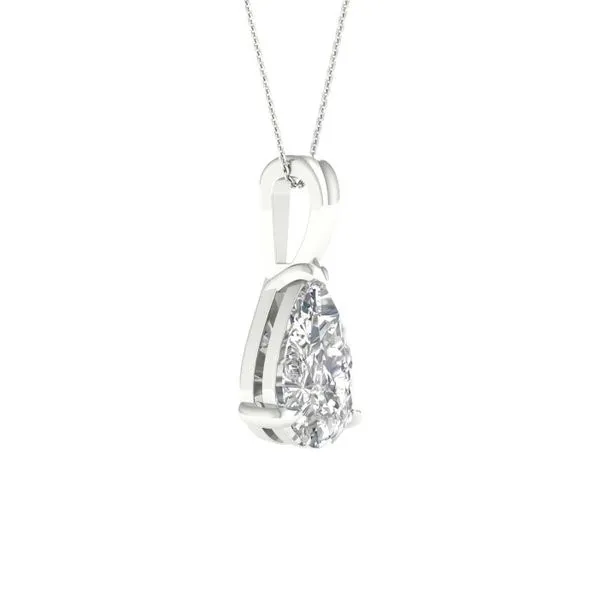 14Kt White Gold 1.00Ct Pear Shaped Lab Grown Diamond Pendant With Chain Albert's Jewelers Kingsland, GA