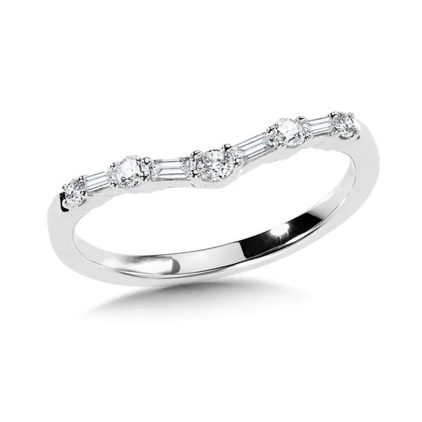 14Kt White Gold Baguette Diamond Chevron Wedding Band Albert's Jewelers Kingsland, GA