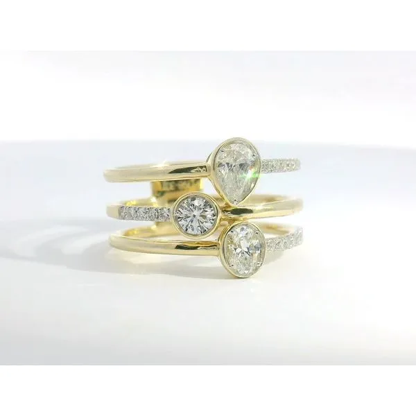14Kt Yg .92Cttw Diamond Triple Layer Look With Pear, Oval & Round Diamonds Albert's Jewelers Kingsland, GA
