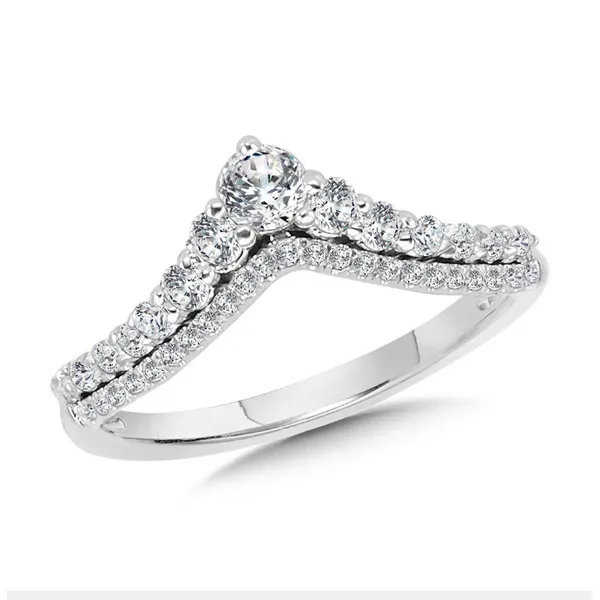 14Kt White Gold .50Ctw Diamond Chevron Ring Albert's Jewelers Kingsland, GA
