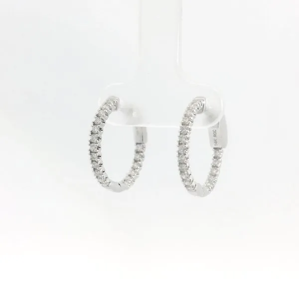 14KT White Gold .50CTW Inside Out Diamond Hoops Albert's Jewelers Kingsland, GA