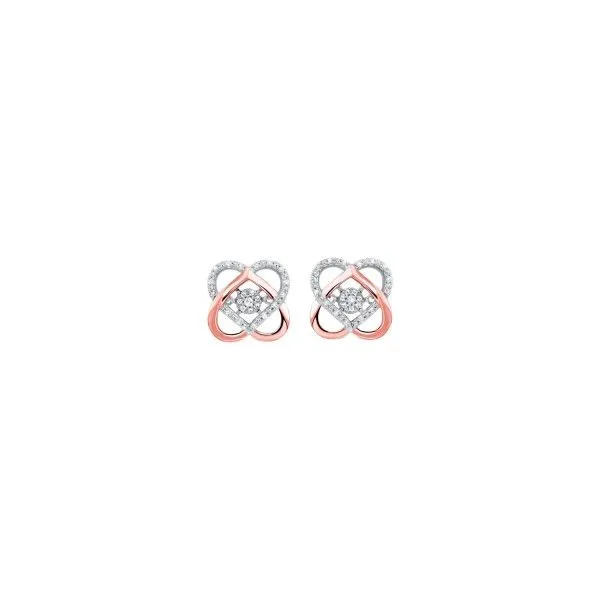 10K Two-Tone Diamond Accented Double Heart Earrings similar item image
