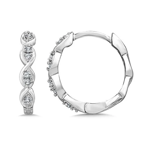 10K white gold Crisscross Diamond Huggie Hoops Albert's Jewelers Kingsland, GA