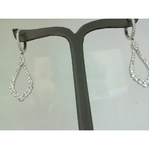 14Kt White Gold Teardrop Graduating Diamond Love Moments Hinge Hoop Earrings Albert's Jewelers Kingsland, GA