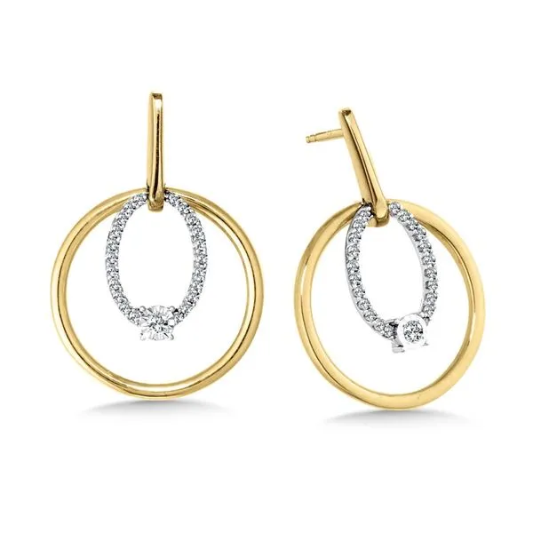 10K Diamond Two-Tone Circle Earrings Albert's Jewelers Kingsland, GA