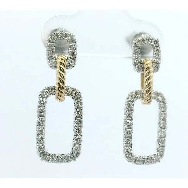 14Kt W/Yg .92Cttw Diamond With Rope Detail Drop Link Earrings Albert's Jewelers Kingsland, GA