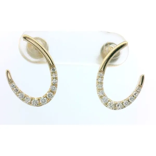 14Kt Yg .20Cttw Diamond Half Swoop Earrings Albert's Jewelers Kingsland, GA