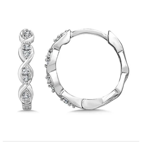10K white gold Crisscross Diamond Huggie Hoops Albert's Jewelers Kingsland, GA