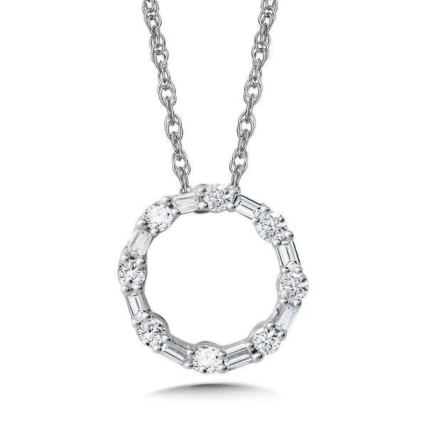 10K White Gold Baguette Diamond Circular Pendant Albert's Jewelers Kingsland, GA