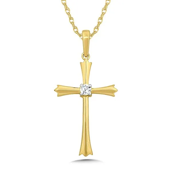 10K Yellow Gold Tapered Diamond Cross Pendant Albert's Jewelers Kingsland, GA