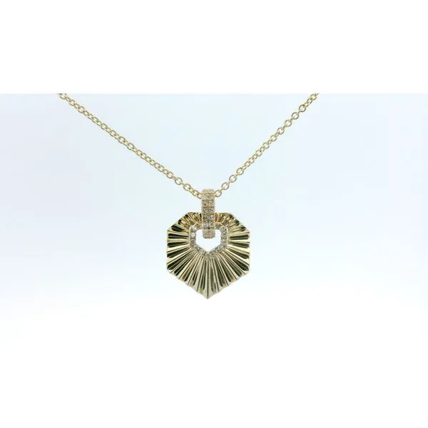 14Kt Yg .14Cttw Diamond Accented Fluted Design Pendant With 18