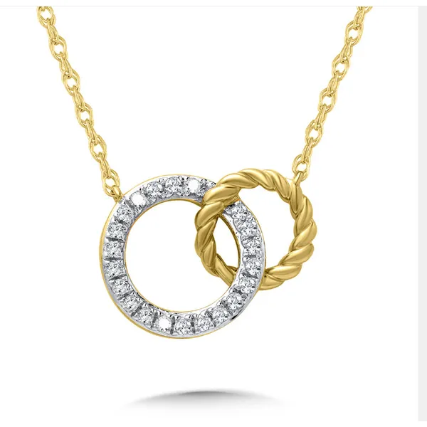10K Yellow Gold Interlocking Diamond & Rope-Texture Circle Pendant Albert's Jewelers Kingsland, GA