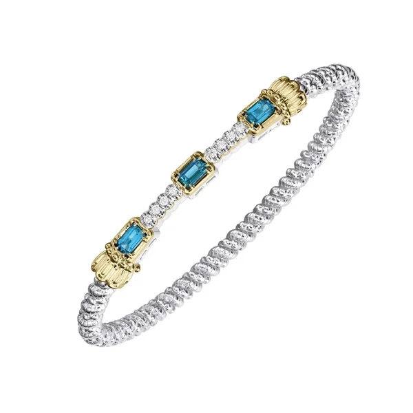 14K Gold and Sterling Silver Blue Topaz and Diamond Stackable Bracelet Albert's Jewelers Kingsland, GA
