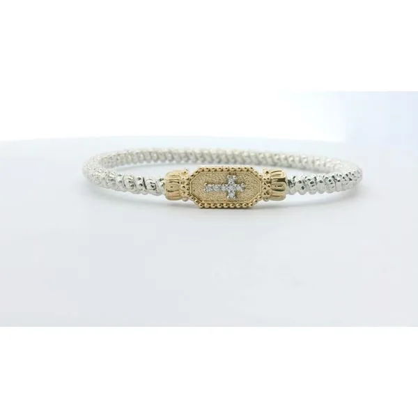 14K Gold and Sterling Silver Vahan Diamond Cross Stackable Bracelet Albert's Jewelers Kingsland, GA