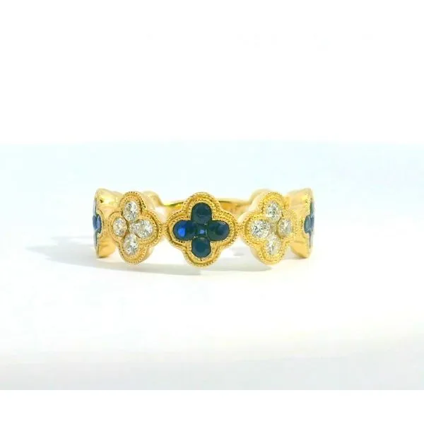 14kt yellow gold Sapphire & Diamond Clover fashion ring Albert's Jewelers Kingsland, GA