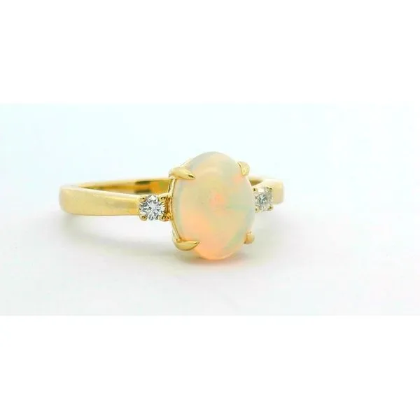 14Kt Yellow Gold .98Ct Oval Opal Accented By .09Ctw Diamonds Image 2 Albert's Jewelers Kingsland, GA