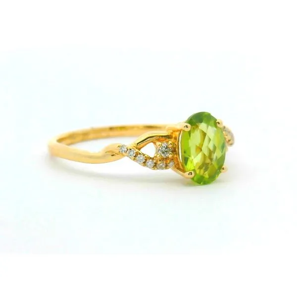 14Kt Yellow Gold .91Ct Oval Peridot & .07Ctw Diamond Ring Image 2 Albert's Jewelers Kingsland, GA