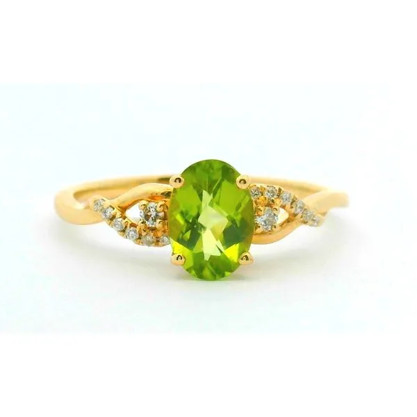14Kt Yellow Gold .91Ct Oval Peridot & .07Ctw Diamond Ring Albert's Jewelers Kingsland, GA
