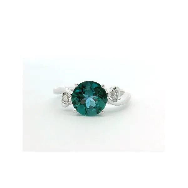 14Kt White Gold 1.93Ct Round Created Alexandrite & 0.02Ct Diamond Accented Ring Albert's Jewelers Kingsland, GA