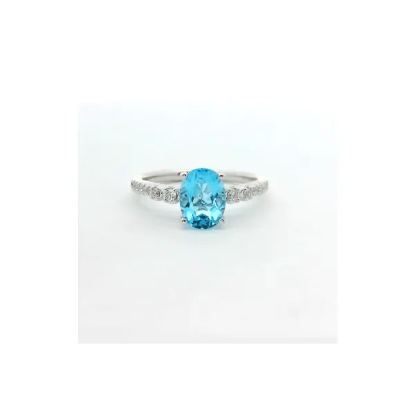 14Kt White Gold 1.64Ct Oval Blue Topaz & 0.12Ctw Diamond Accents Albert's Jewelers Kingsland, GA