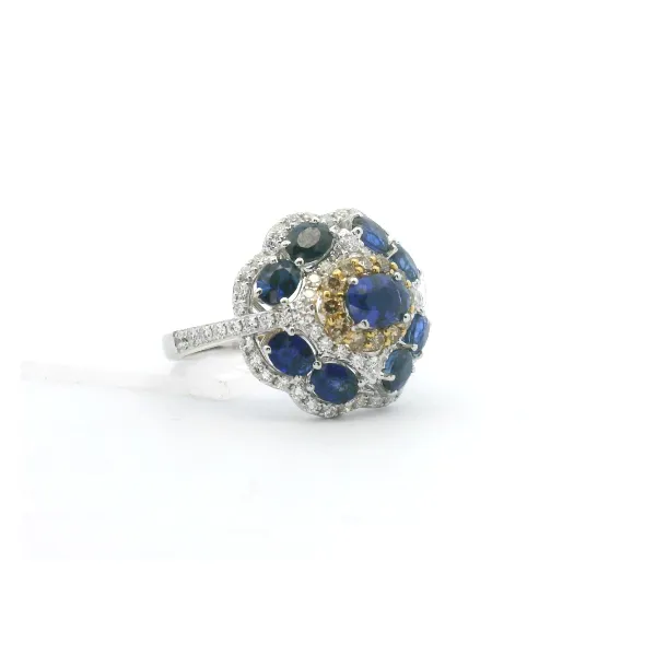 Sapphire & Diamond Designer Inspired Ring Set In 18Kt Gold Image 2 Albert's Jewelers Kingsland, GA
