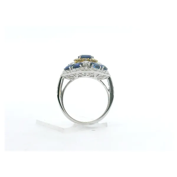 Sapphire & Diamond Designer Inspired Ring Set In 18Kt Gold Image 3 Albert's Jewelers Kingsland, GA