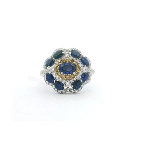 Sapphire & Diamond Designer Inspired Ring Set In 18Kt Gold Albert's Jewelers Kingsland, GA