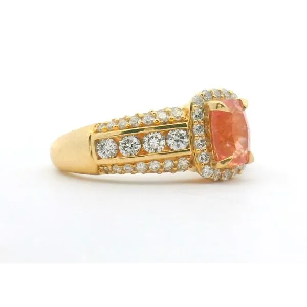 1.36ct Sweet Home Rhodochrosite & 1.11ctw Diamond Ring set in 18kt yellow gold Image 3 Albert's Jewelers Kingsland, GA