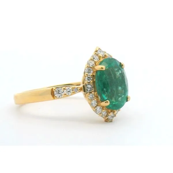 2.44ct Oval Emerald & .42ctw Diamond Ring Set in 18kt Yellow Gold Image 2 Albert's Jewelers Kingsland, GA