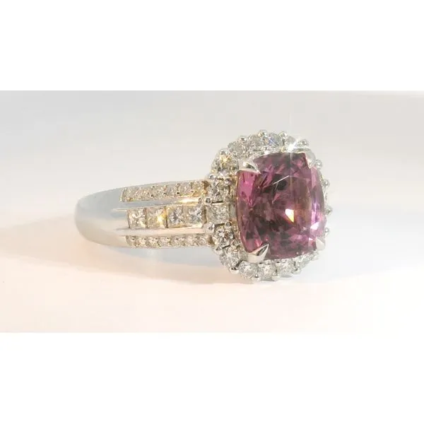 2.86Ct Cushion Pink Spinel & .66Ctw Diamond Halo Ring Image 2 Albert's Jewelers Kingsland, GA