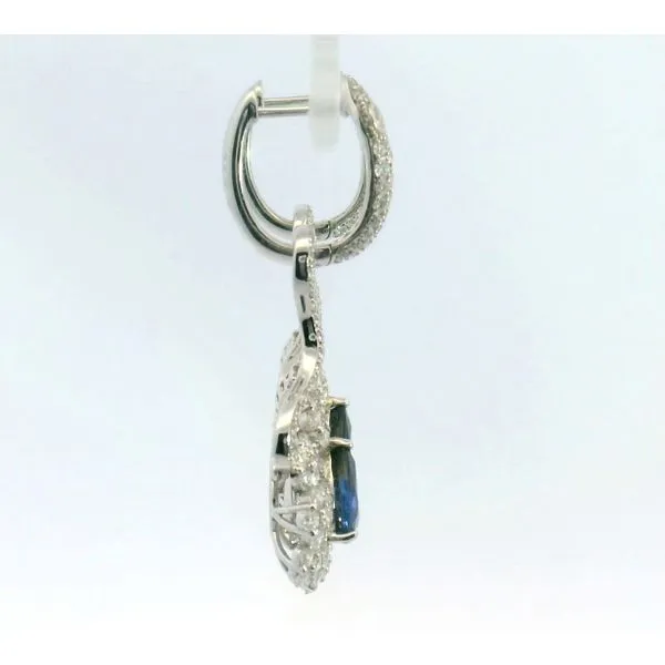 18kt white gold 3.99ctw pear shape blue sapphire & 3.38ctw round diamond drop earrings Image 2 Albert's Jewelers Kingsland, GA