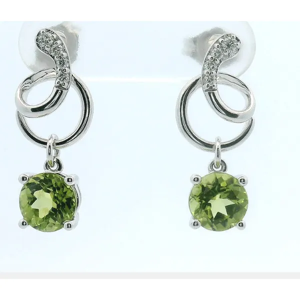 14Kt White Gold 1.93Ct Round Peridot & 0.09Ct Diamond Spiral Accents Albert's Jewelers Kingsland, GA