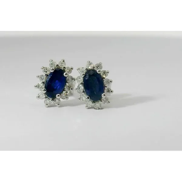 14Kt White Gold .51Ct Oval Sapphires & .15Ctw Diamond Halo Earrings Image 2 Albert's Jewelers Kingsland, GA