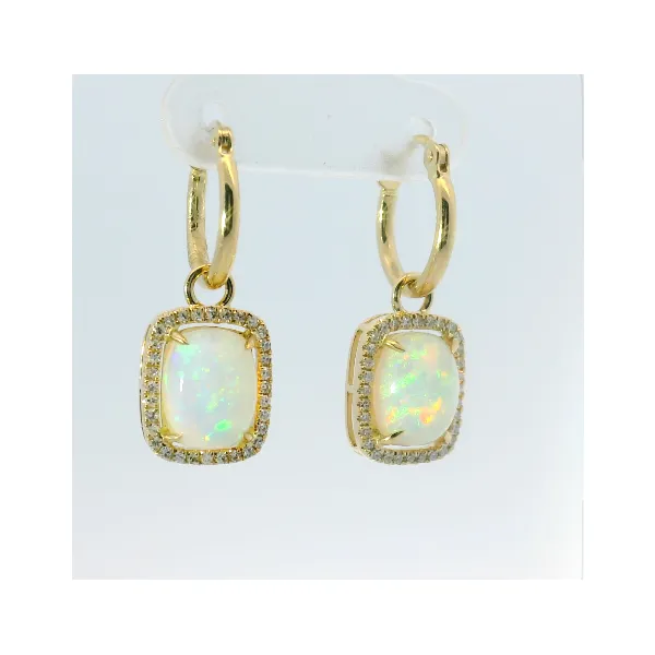 14Kt Yellow Gold 2.91Ct Opal With .24Ctw Diamond Halo Dangle Earrings Image 2 Albert's Jewelers Kingsland, GA