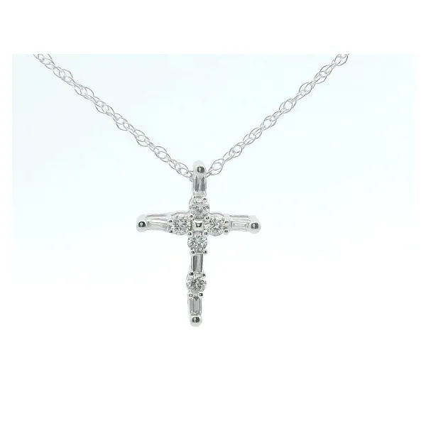 10Kt Wg .10Ctw Diamond Cross With Chain Albert's Jewelers Kingsland, GA