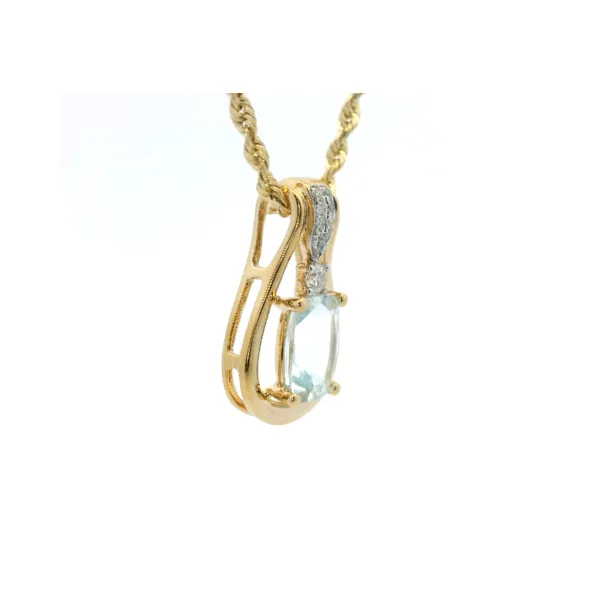 14Kt Yellow Gold .79Ct Aquamarine & .06Ctw Diamond Pendant Image 2 Albert's Jewelers Kingsland, GA