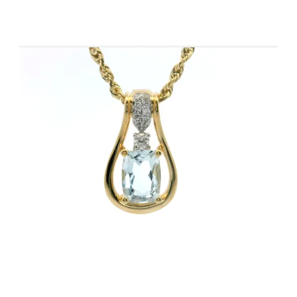 14Kt Yellow Gold .79Ct Aquamarine & .06Ctw Diamond Pendant Albert's Jewelers Kingsland, GA