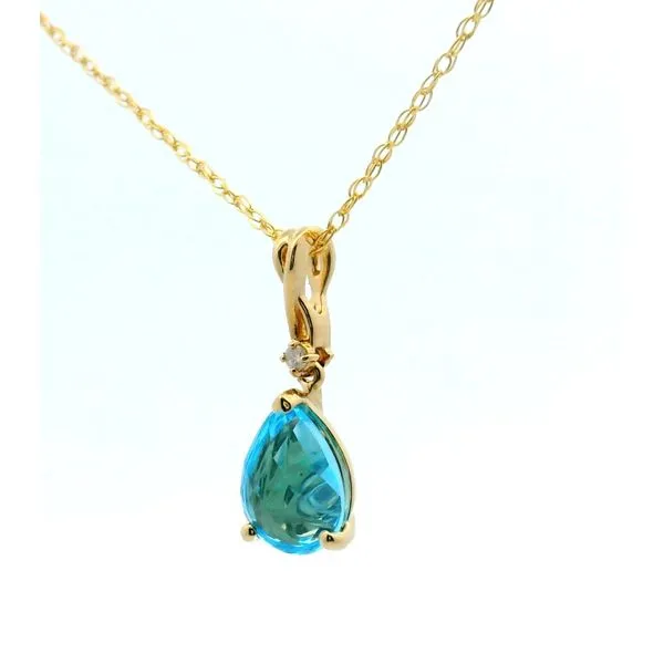 1.92Ct Pear Shaped Blue Topaz & Diamond Accented Glimmering Pendant With Chain Image 2 Albert's Jewelers Kingsland, GA