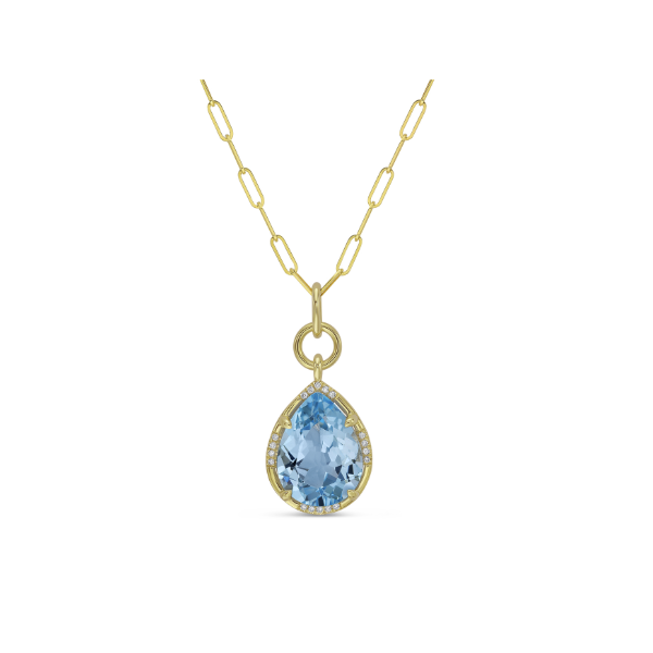 14KT Yellow Gold Sky Blue Topaz & Diamond Pendant Albert's Jewelers Kingsland, GA