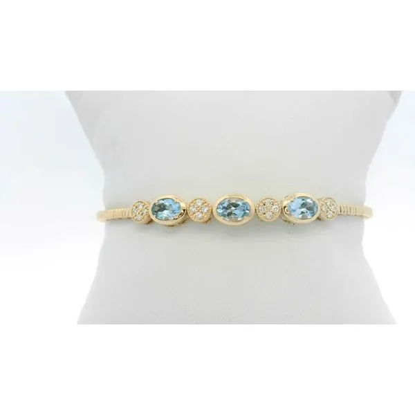 Aquamarine & Diamond Flex bangle set in 14kt yellow Gold!! Image 2 Albert's Jewelers Kingsland, GA
