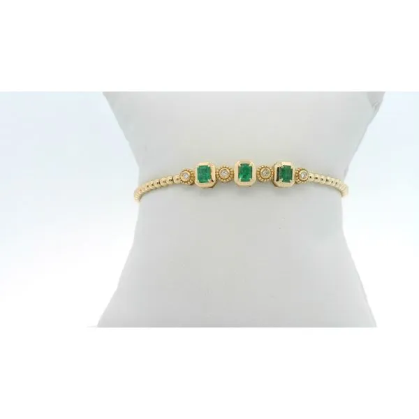 Emerald and Diamonds in a beaded flex bangle! Image 2 Albert's Jewelers Kingsland, GA