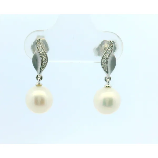 14Kt White Gold 4.78Mm Round Pearl Earrings With .04Ctw Diamond Accents Albert's Jewelers Kingsland, GA