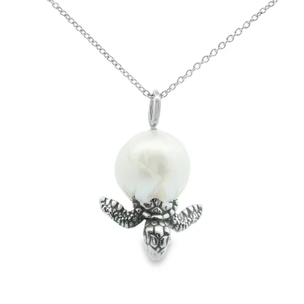 Silver Turtle in 12mm freshwater Pearl with Chain Albert's Jewelers Kingsland, GA