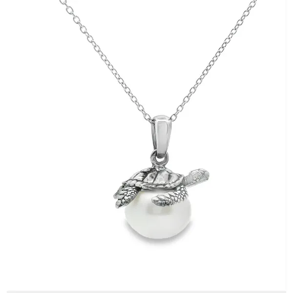 Sterling Silver Turtle On Freshwater Pearl With Silver Chain Albert's Jewelers Kingsland, GA